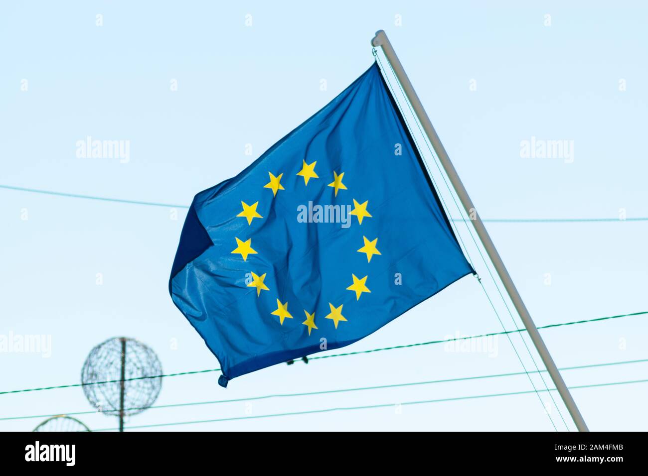 EU flag in Coimbra Portugal Stock Photo