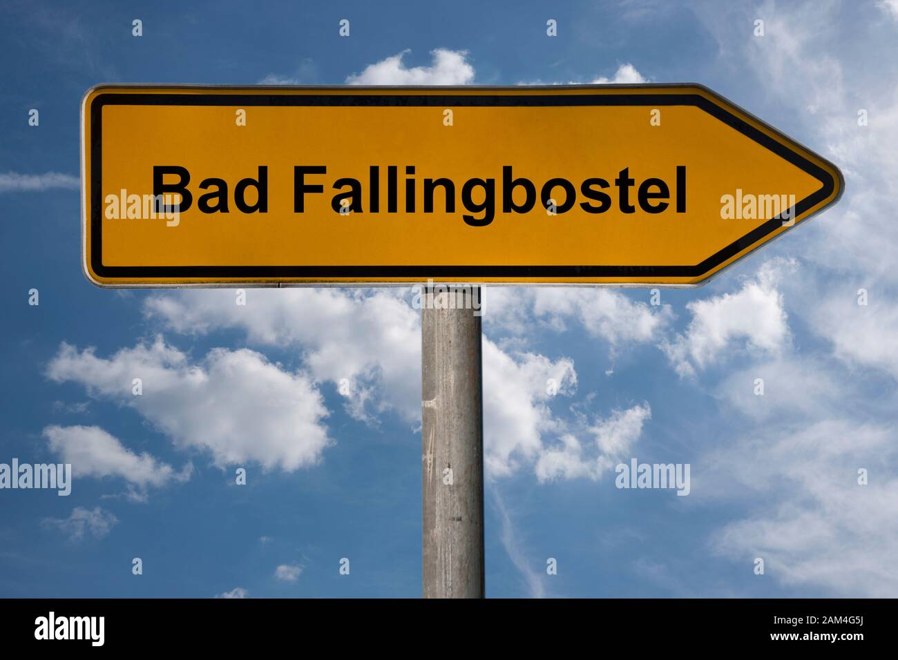 Detail photo of a signpost with the inscription Bad Fallingbostel, Lower Saxony, Germany, Europe Stock Photo