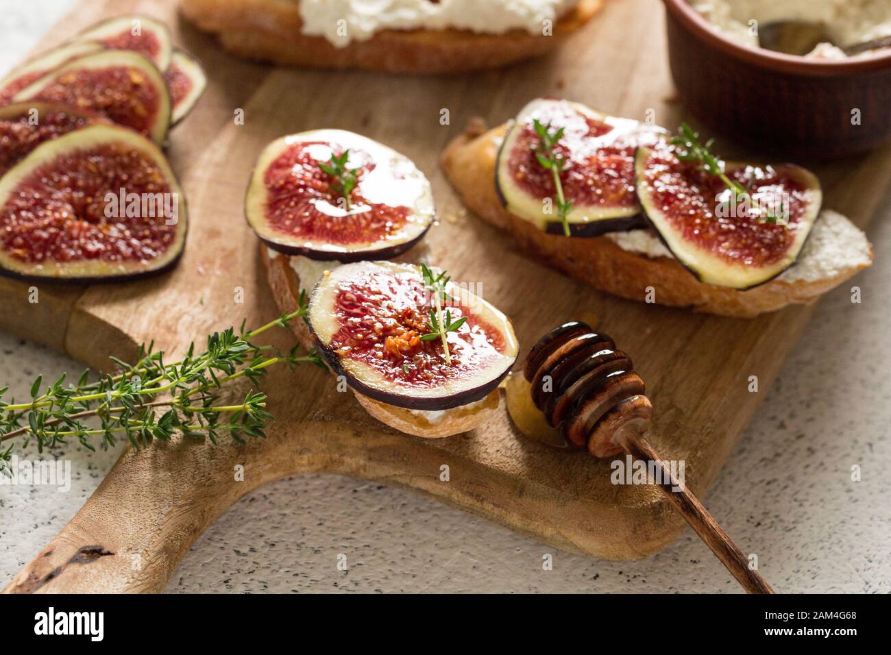 Ciabatta Or Bruschetta With Cottage Cheese Figs And Honey