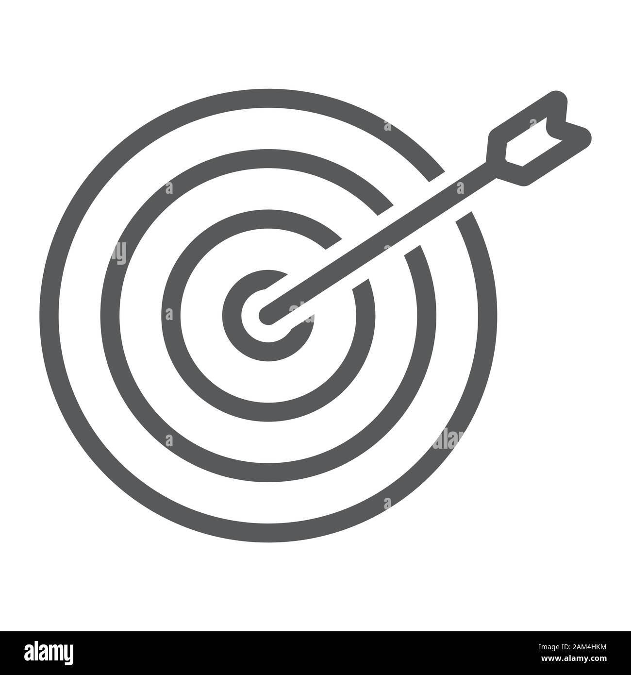 Target line icon, business and dartboard, success sign, vector graphics ...