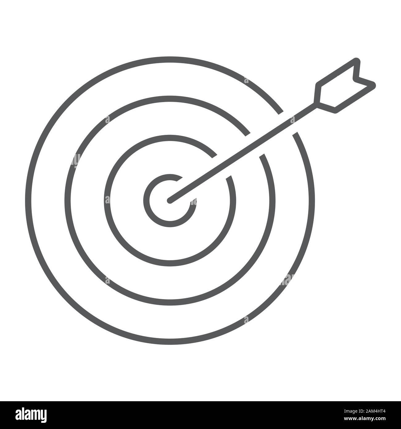 Target thin line icon, business and dartboard, success sign, vector ...