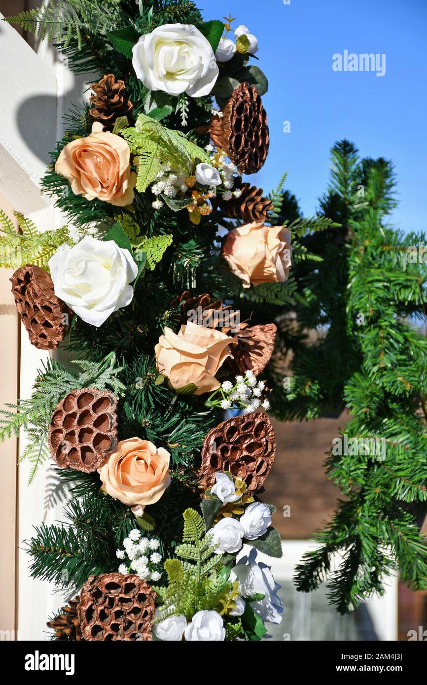Christmas ornaments on the wall of a building Stock Photo - Alamy