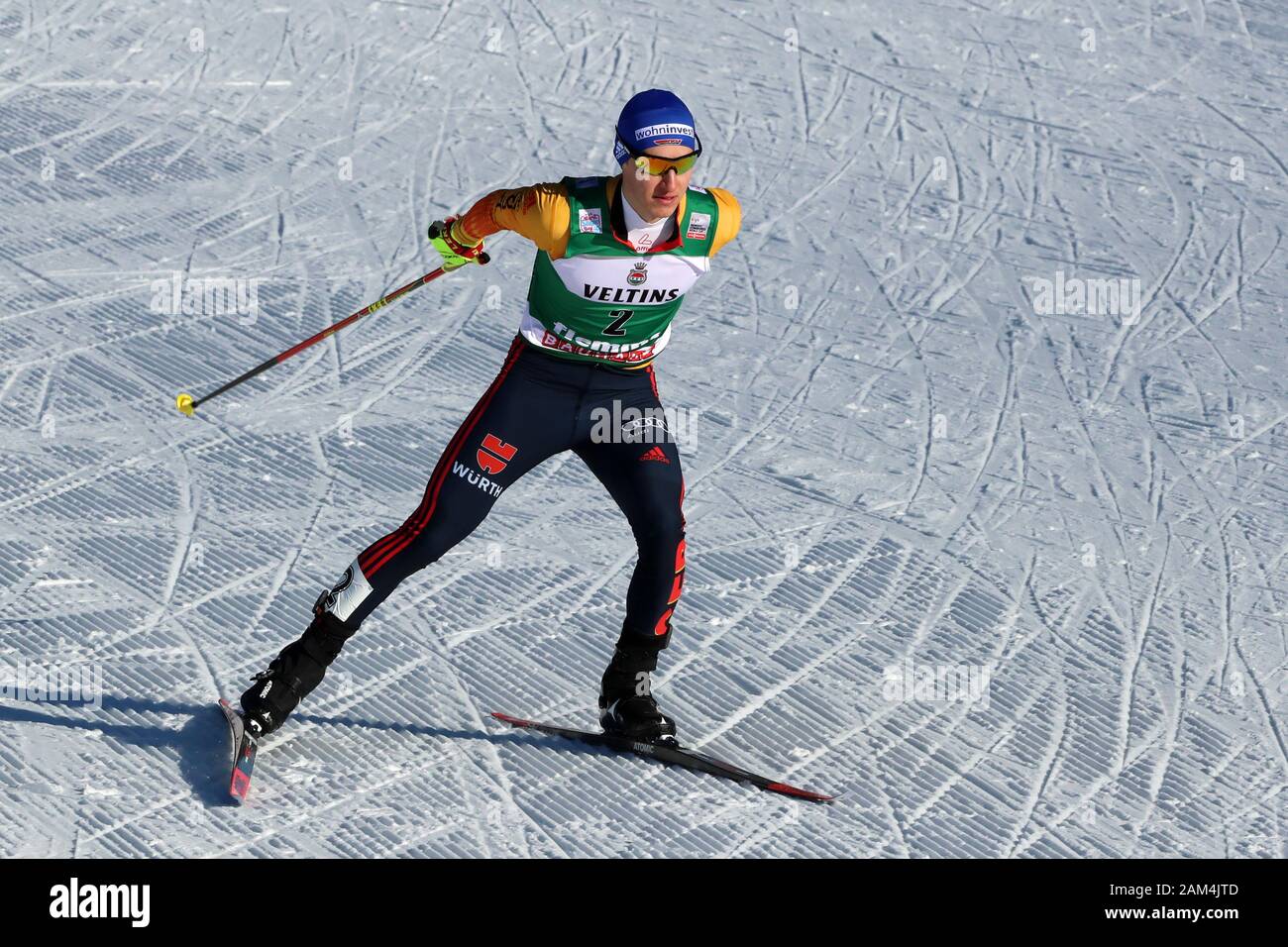 Trento, Italy. 11th January 2020; Lago Di Tesero, Val Di Fiemme, Trento, Italy; International Ski Federation World Cup, FIS Nordic Combined Val Di Fiemme, Manuel Faisst (GER) - Editorial Use Credit: Action Plus Sports Images/Alamy Live News Stock Photo