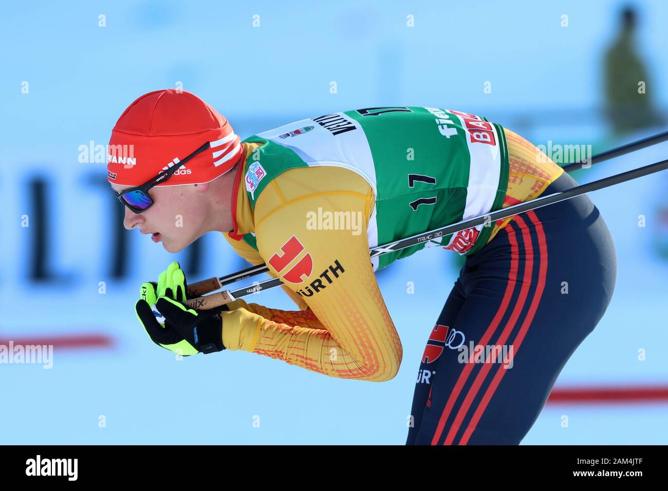Trento, Italy. 11th January 2020; Lago Di Tesero, Val Di Fiemme, Trento, Italy; International Ski Federation World Cup, FIS Nordic Combined Val Di Fiemme, Fabian Riessle (GER) - Editorial Use Credit: Action Plus Sports Images/Alamy Live News Stock Photo