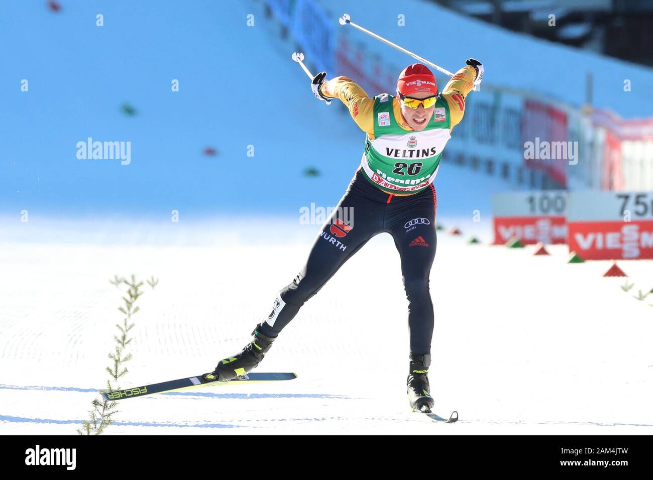 Trento, Italy. 11th January 2020; Lago Di Tesero, Val Di Fiemme, Trento, Italy; International Ski Federation World Cup, FIS Nordic Combined Val Di Fiemme, Eric Frenzel (GER) - Editorial Use Credit: Action Plus Sports Images/Alamy Live News Stock Photo