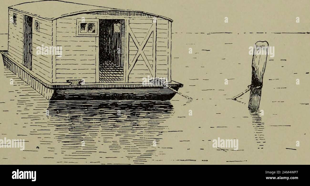 Report of the Commissioner from 1889 to 1891 . Oyster Float and Bateau, Willapa Bay.. House boat. OYSTER RESOURCES OF THE PACIFIC COAST. 369 rainfall of this region is taken into consideration, there is an advantagefor the boat that requires no bailing out. This light-draft type of boat is well adapted to the shallow watersof the bay where it has developed. It will float more oysters in slightdepths of water than any vessel of its size with which lam acquainted.A couple of them have recently been taken to San Francisco, wherethey are known as Shoalwater Bay boats. In the form with flush deckth Stock Photo