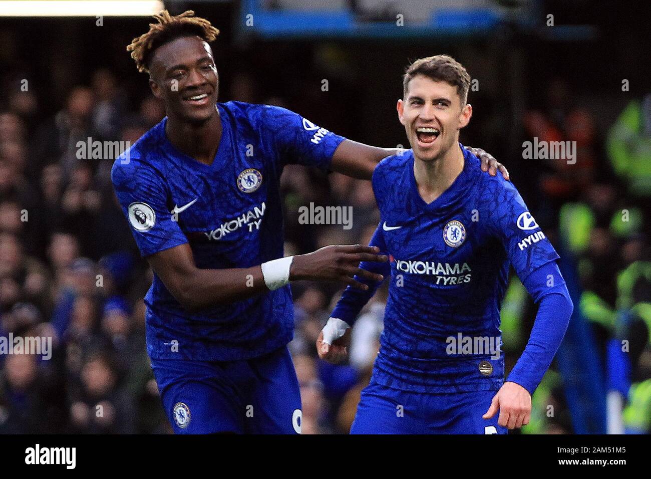 London Uk 11th Jan 2020 Jorginho Of Chelsea R Celebrates With Tammy Abraham Of Chelsea L