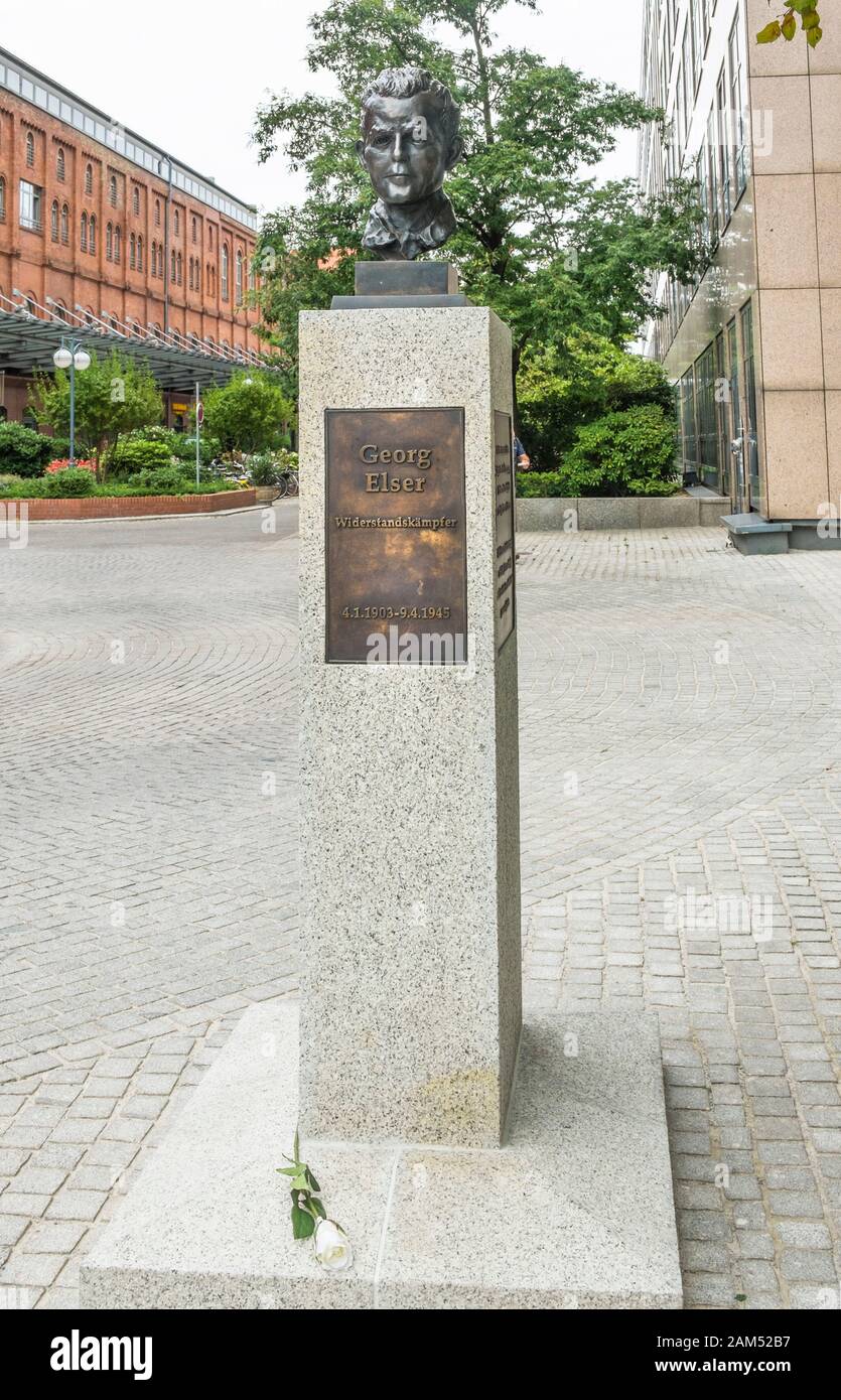 georg elser bust, strasse der erinnerung, street of remembrance Stock Photo