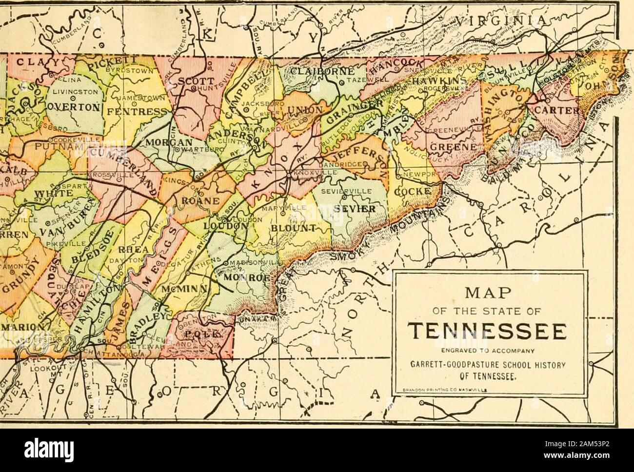 History of Tennessee, its people and its institutions . Johnson....Knox CouJSTY Seat. Jamestown ..Winchester... Trenton Pulaski Rutledge Greeneville ..Altamont ....Morristown ..Chattanooga . Sneedville Bolivar Savannah ....Rogersville...Brownsville ..Lexington.... Paris Centreville Erin Waverly Gainesboro... Ooltewah Dandridge ...,Mountain CityKnoxville V n! «E A 1823180718231809179617831844187018191S44182 s18191/S6182.318211S211S071S71 ISOQ iSoi 1871 1792 IS351792 5,22118,92 35,8534,9513,1926,61. 6,34.11,41;53,4810 3421,02117,69; 22,2423,55 16,33 21,07 14,49 5,3911,7213,32, 4,9016,47 8,85;;59 Stock Photo
