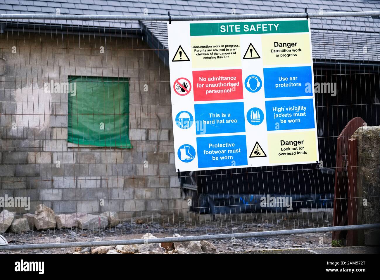 Construction Building Site Health And Safety Sign Stock Photo