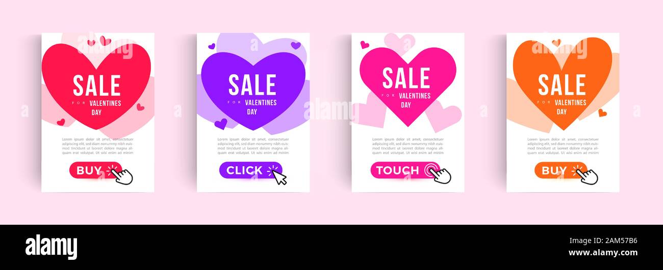 Set of Valentines Day Sale Posters. Web banner design with hearts icon ...