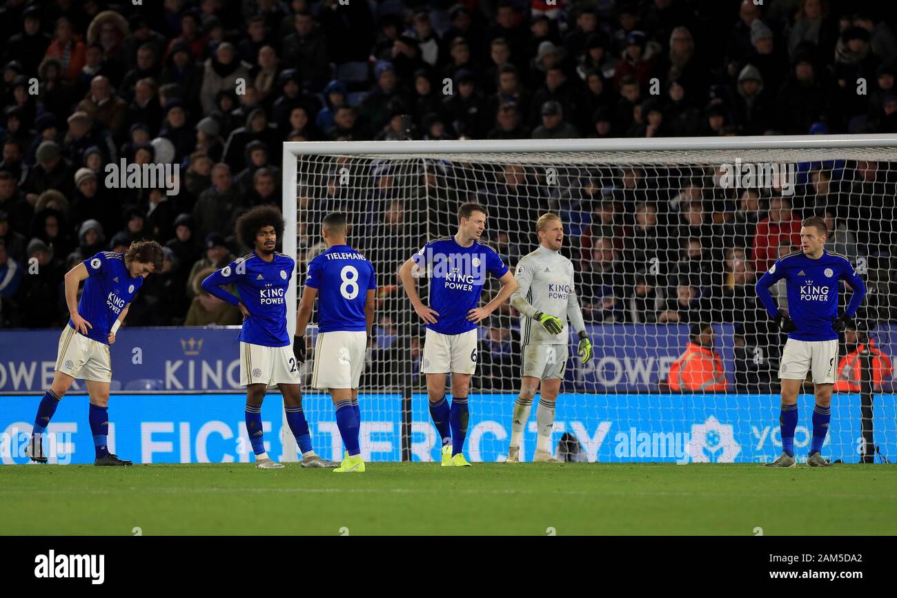 Leicester City Players Looks Dejected After They Concede A Second Goal During The Premier League Match At The King Power Stadium Leicester Stock Photo Alamy