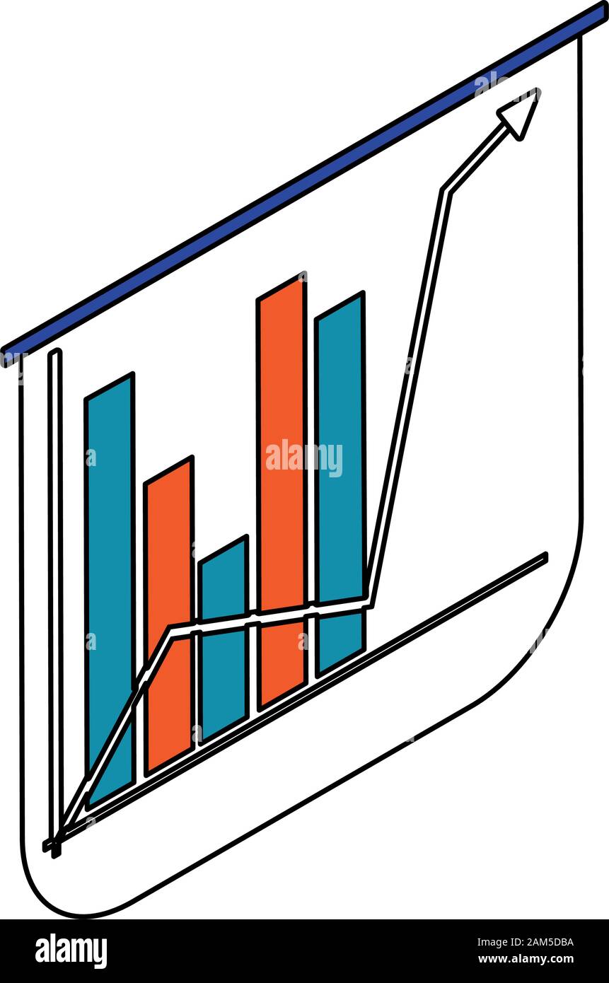 graph bar chart with arrow on white background vector illustration ...