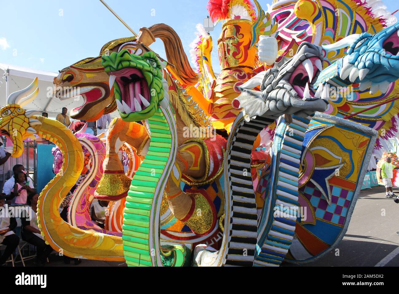 Dragon float at the colorful Junkanoo Festival on Boxing Day in Nassau, The Bahamas Stock Photo