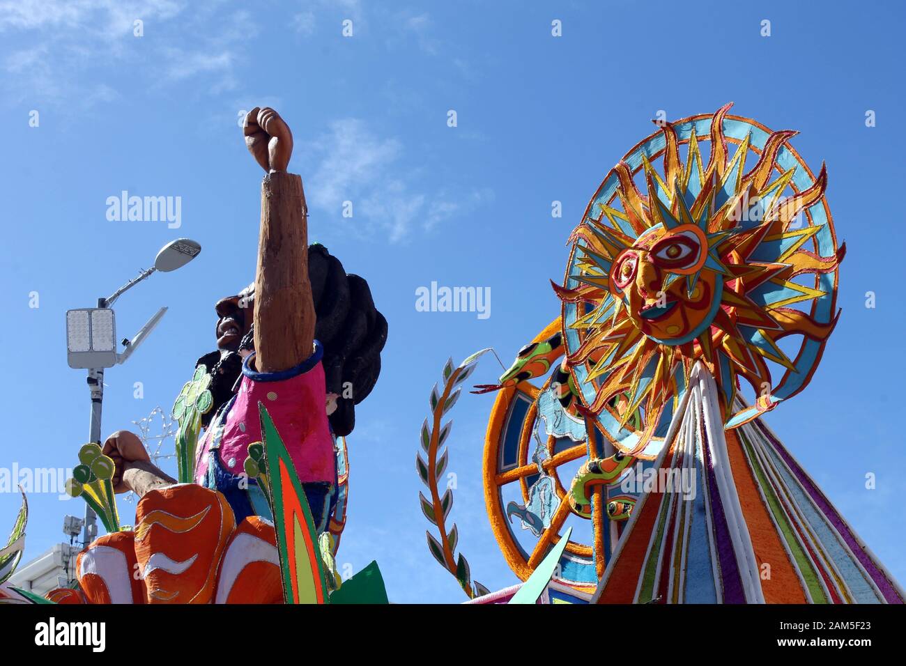 A float at the Junkanoo festival on Boxing Day in Nassau, the Bahamas Stock Photo