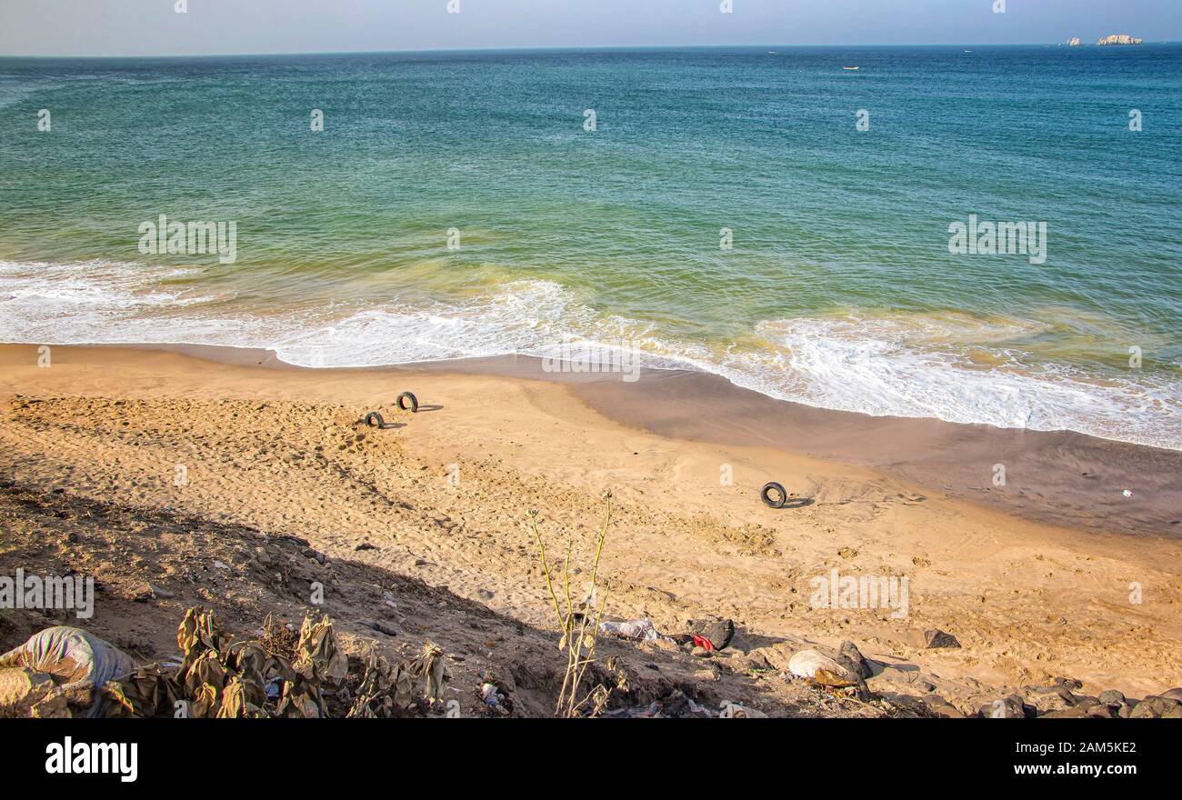 Views of the coastline of Dakar, Senegal, Africa. It is a beautiful long beach. Stock Photo