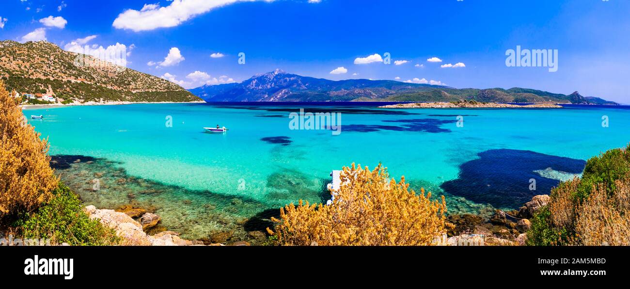 Impressive landscape of Samos island.Greece. Stock Photo