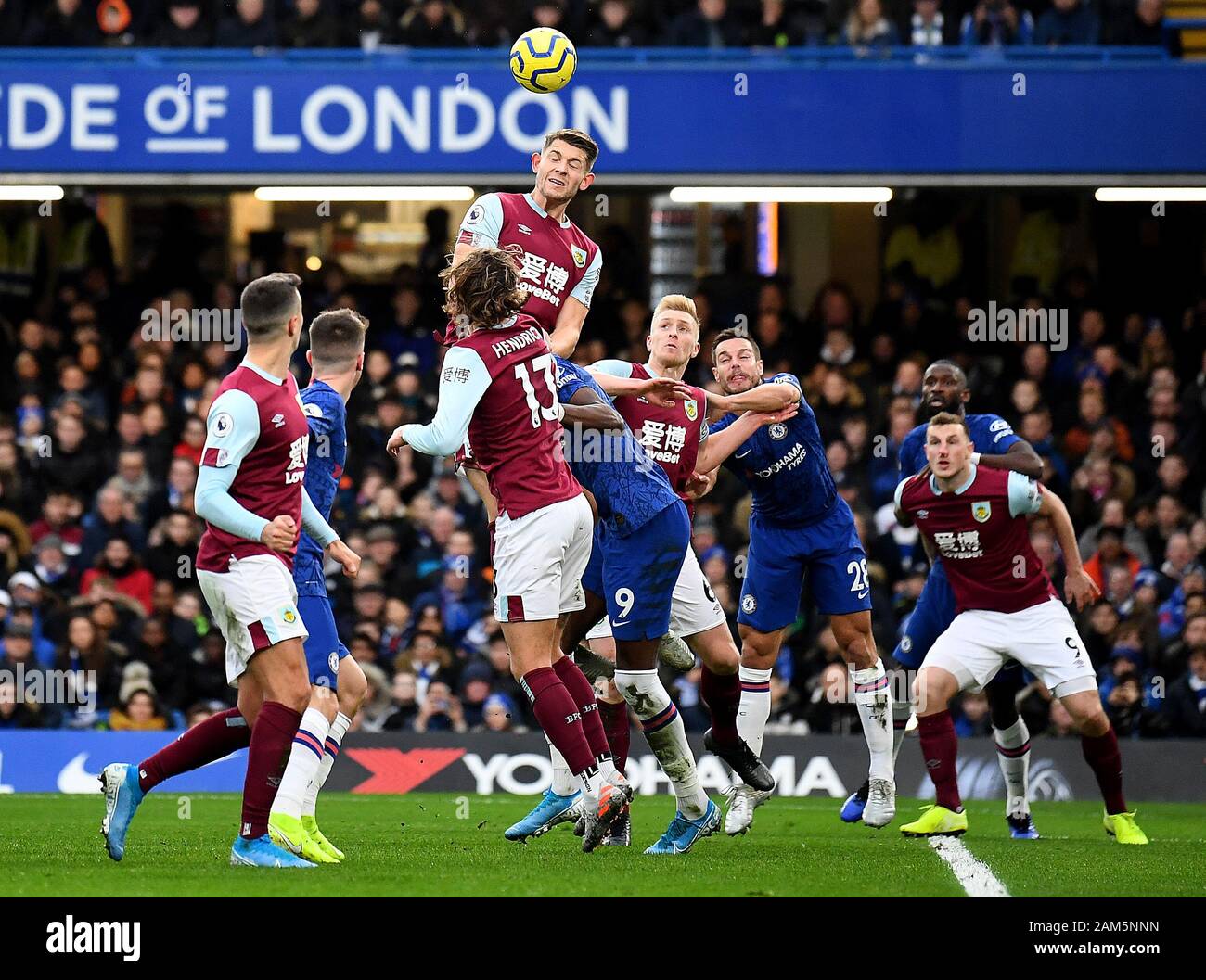Burnleys james tarkowski heads ball hires stock photography and images