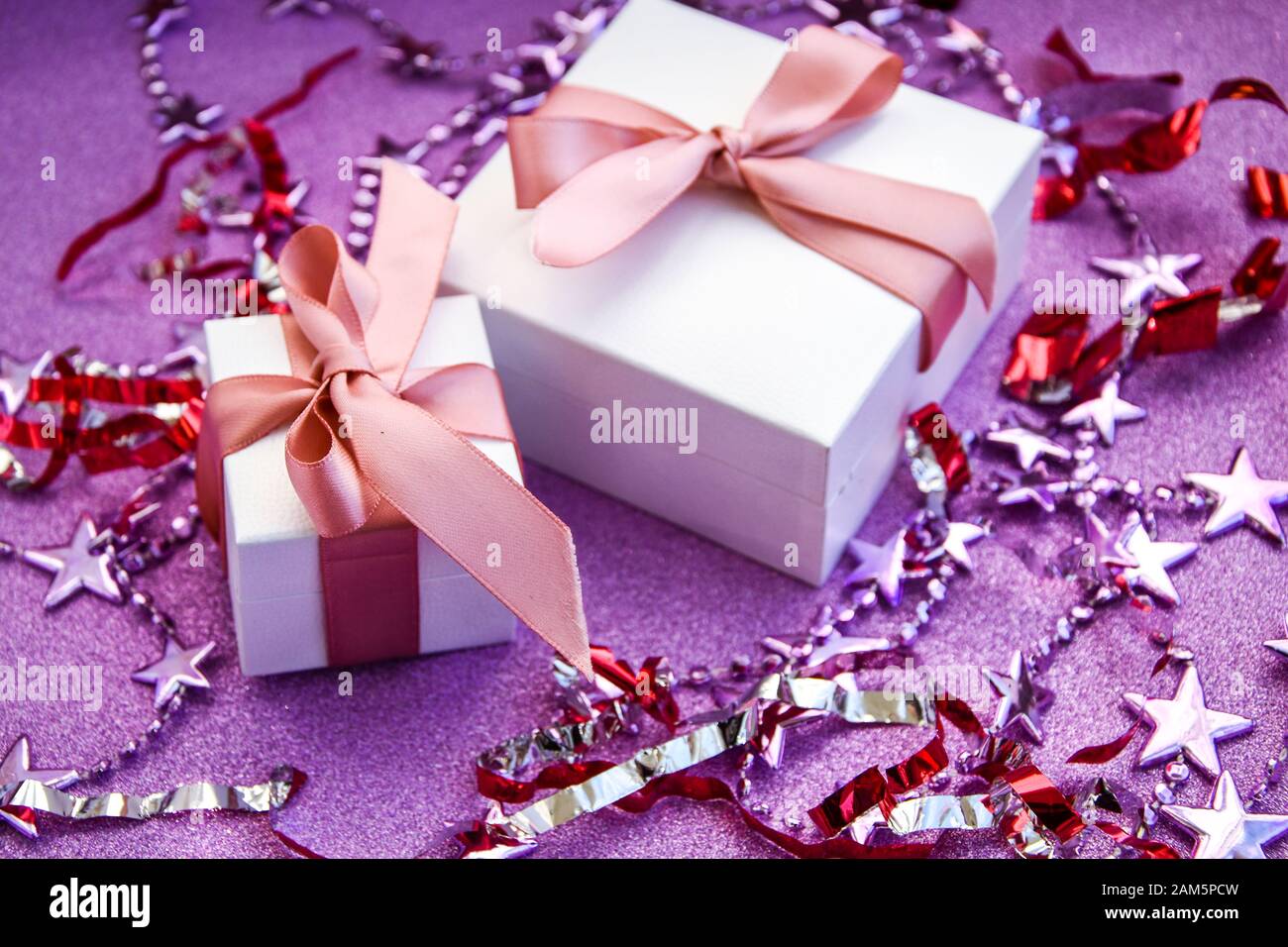 Merry Christmas Or St Valentines Day Card Made Of Decorations