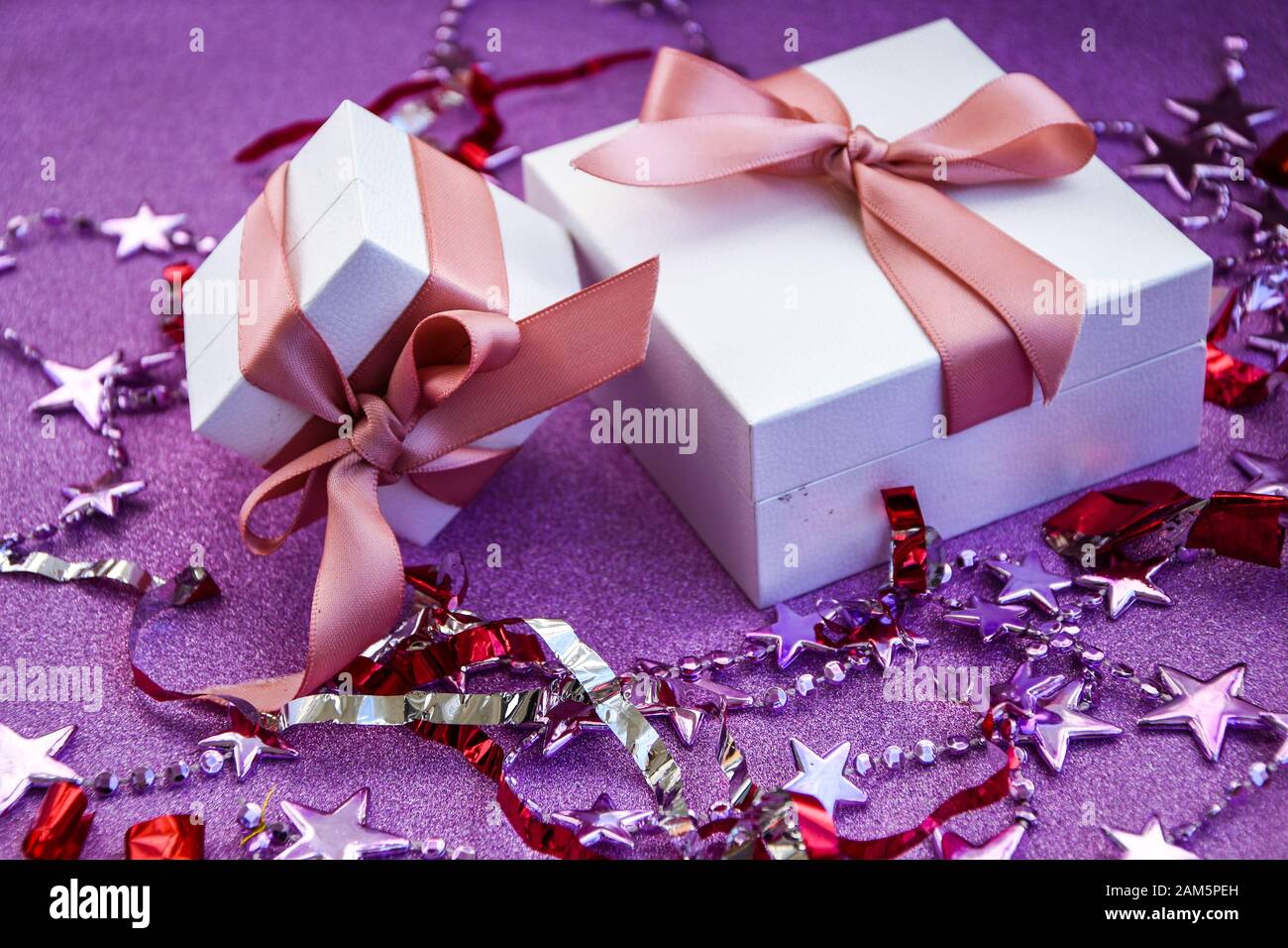 Merry Christmas Or St Valentines Day Card Made Of Decorations