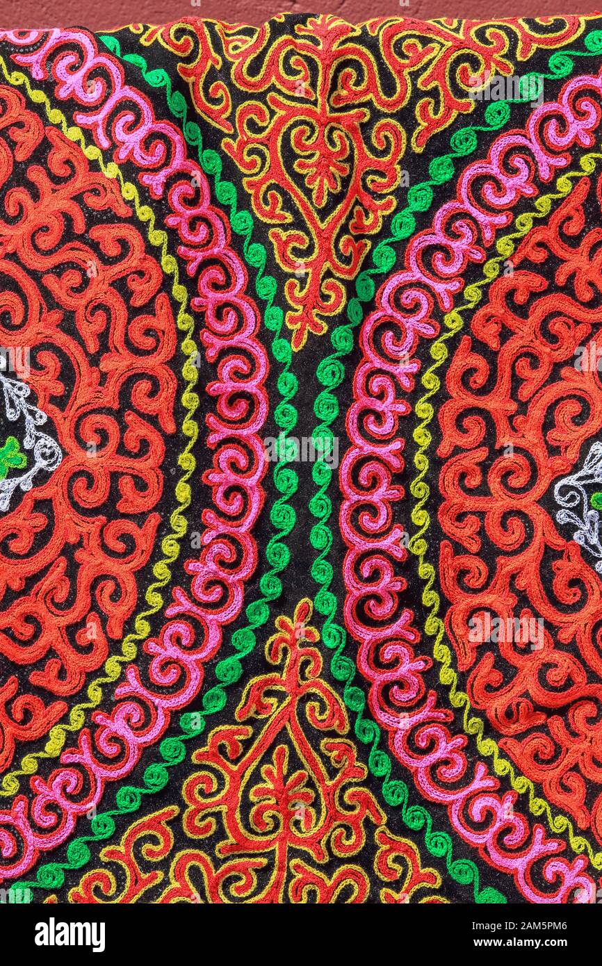 Texture of Nepalese national fabric, background Stock Photo