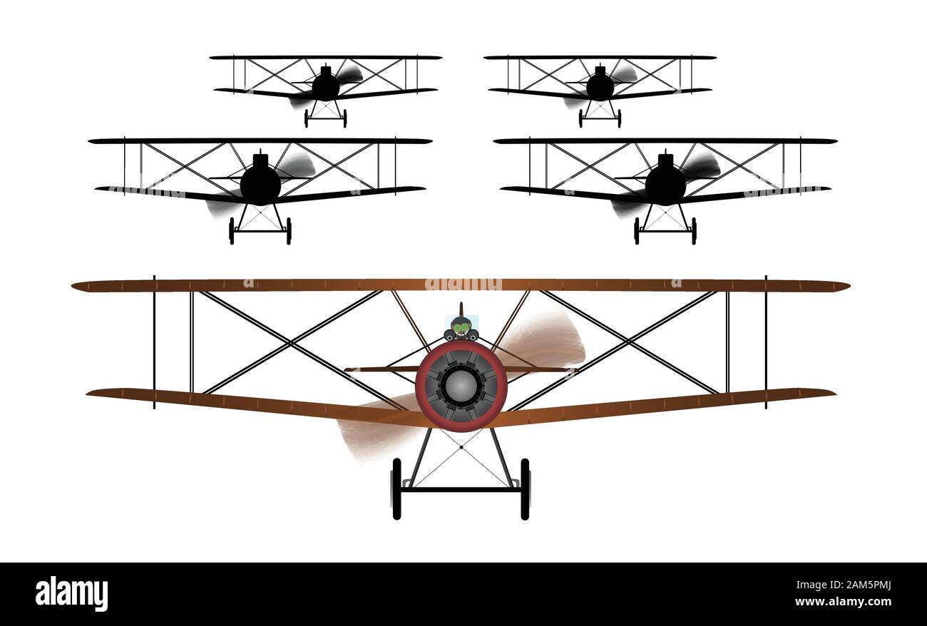 A WWI RFC fighter planes in formation Stock Vector