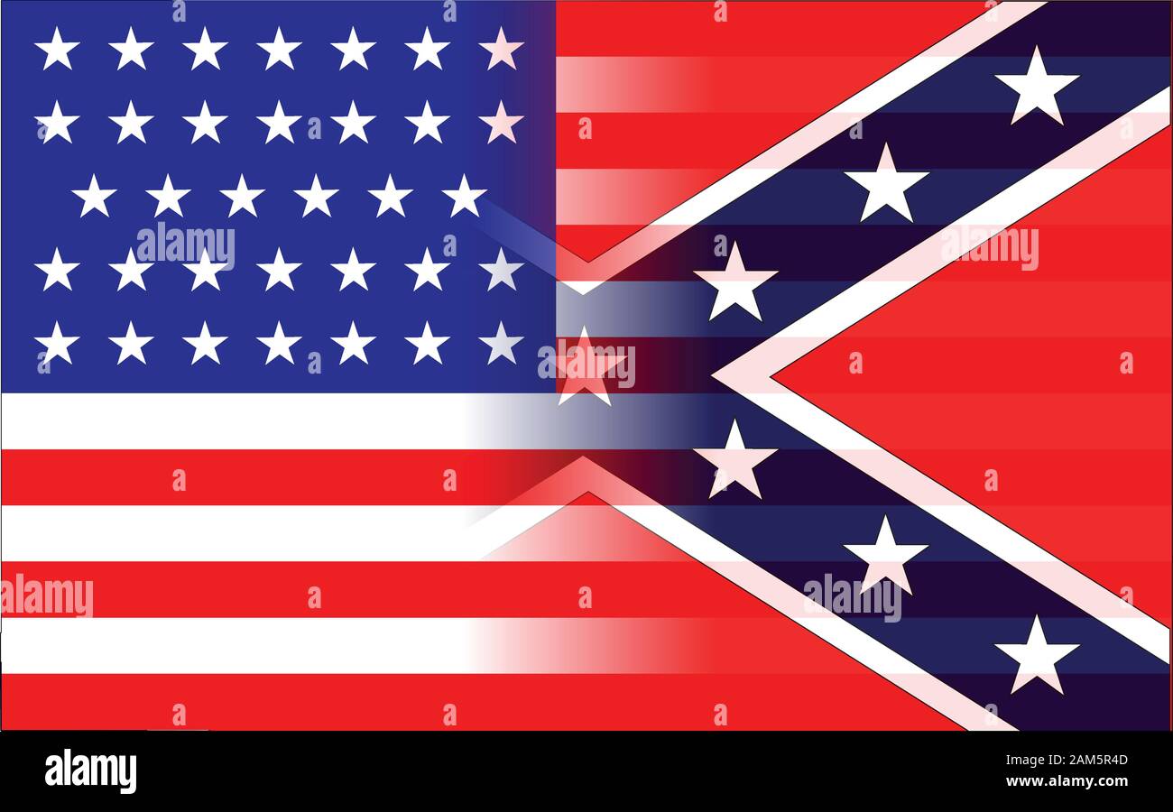 The flag of the Confederates and Union forcesduring the American Civil War Stock Vector