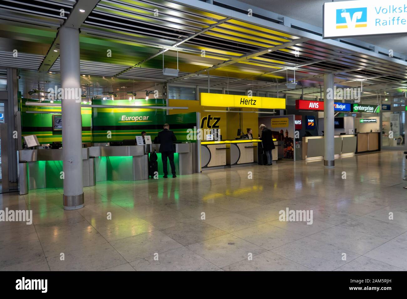 Car Hire desks at Nuremberg Airport, Germany Stock Photo