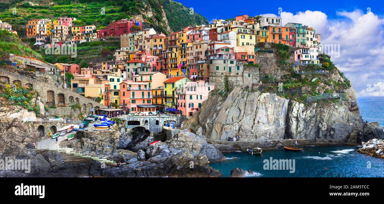 Beautiful Manarola village,Cinque Terre,Liguria. Stock Photo