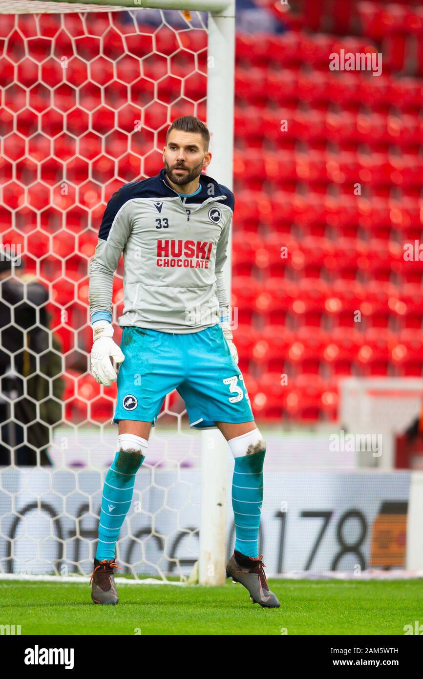 Goalkeeper Bartosz Bialkowski Millwall Thumps Ball Editorial Stock