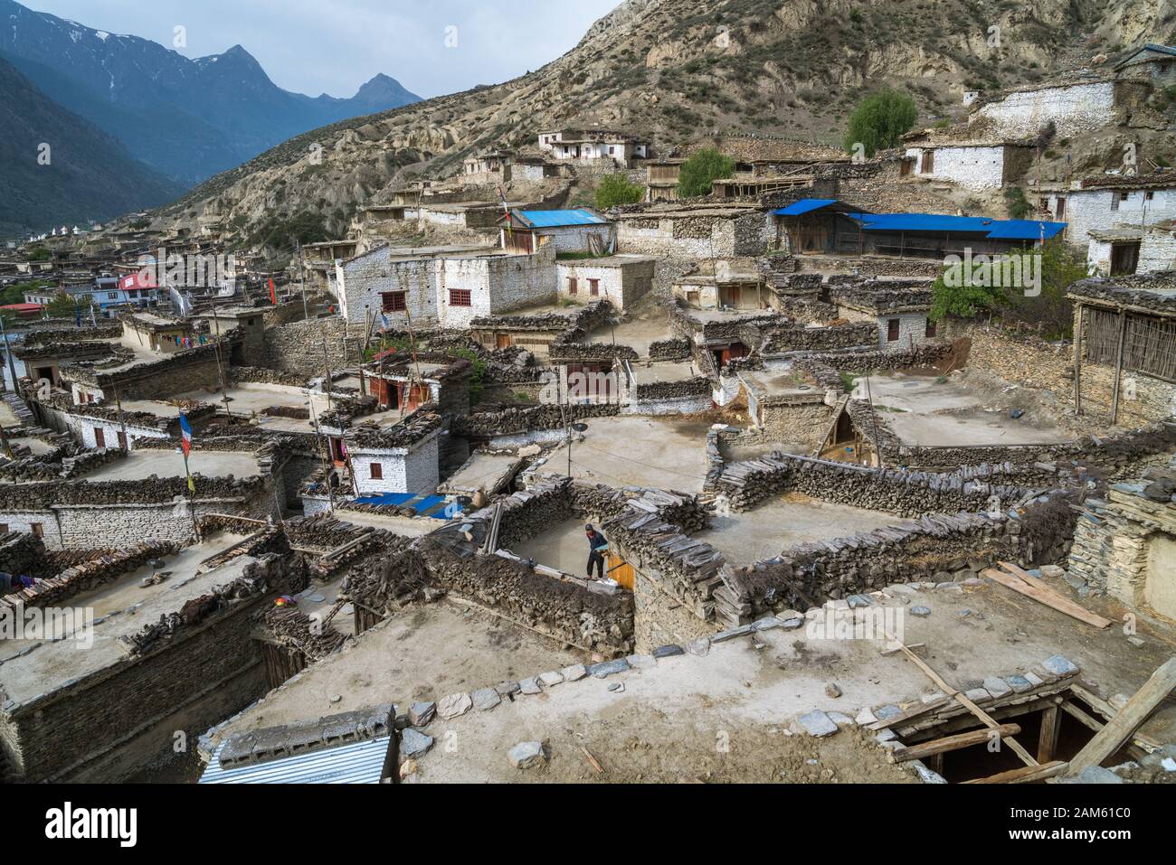 Overview of a small village Marpha in Mustang district, Nepal Stock ...