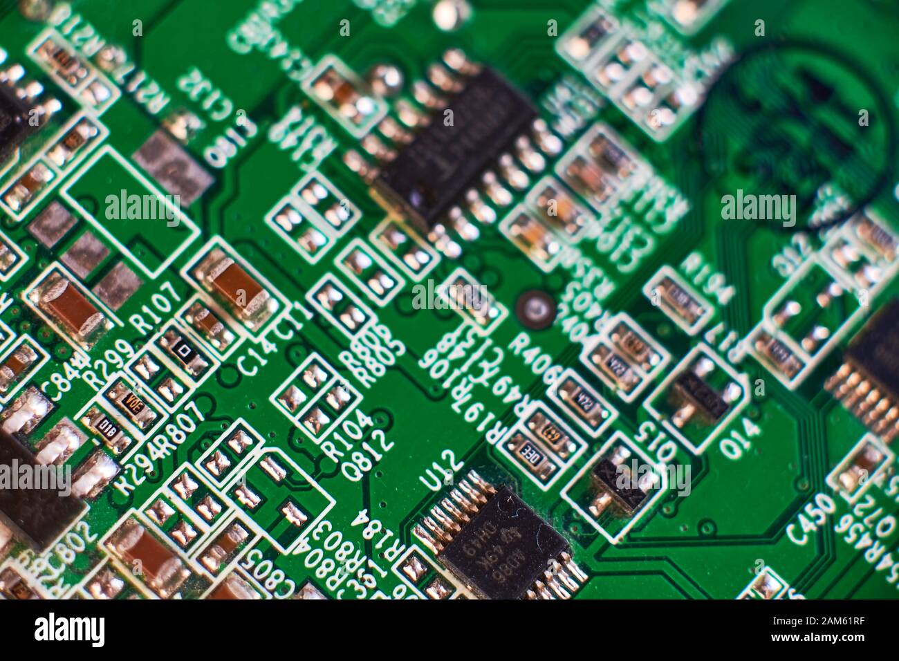 printed circuit Board with chips and radio components electronics Stock ...
