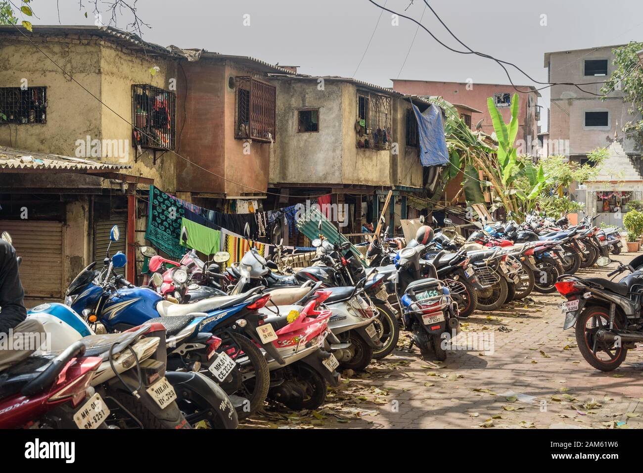 On the street in Dharavi Slum at Mumbai. India Stock Photo