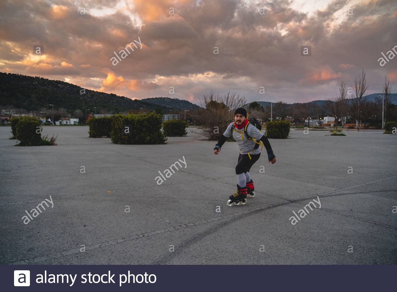 skating with a backpack