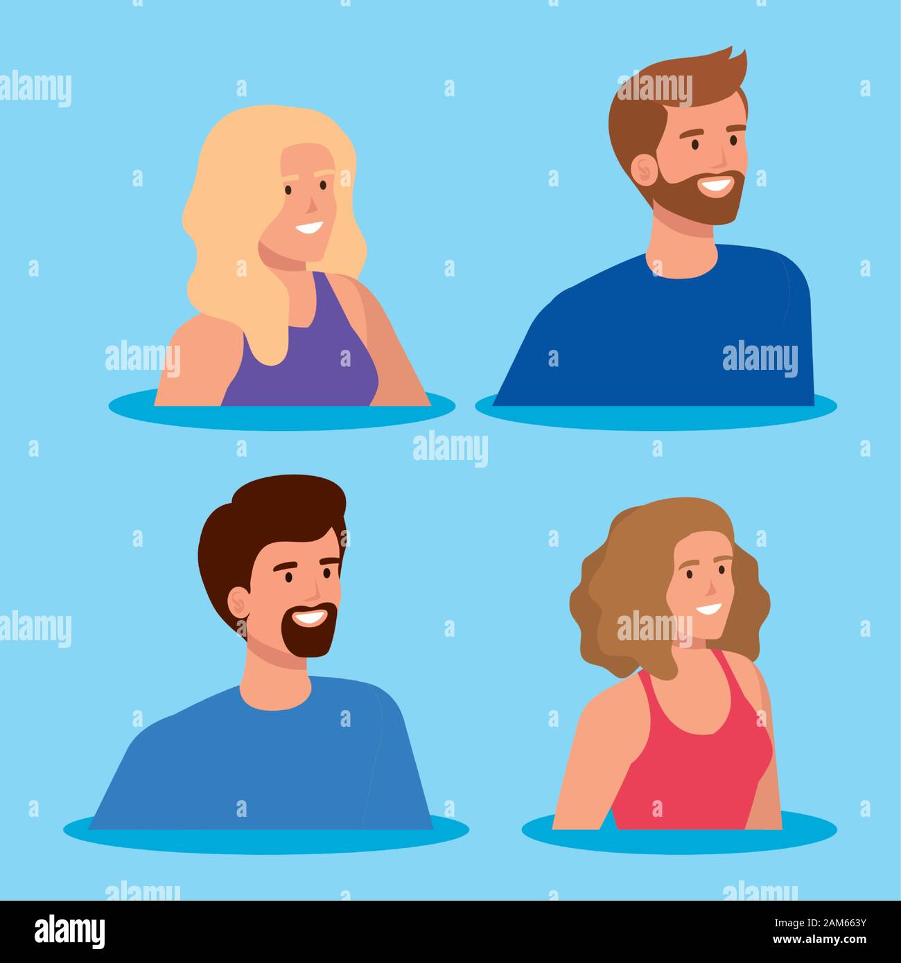 group of young people avatar characters Stock Vector Image & Art - Alamy