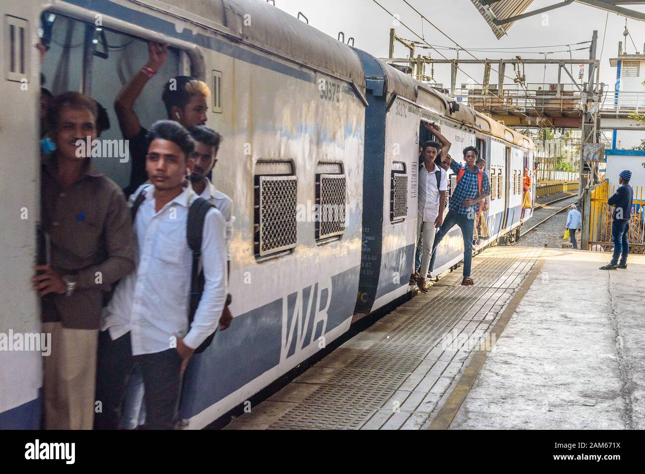 Local train at railway station. Mumbai Suburban Railway. India Stock Photo