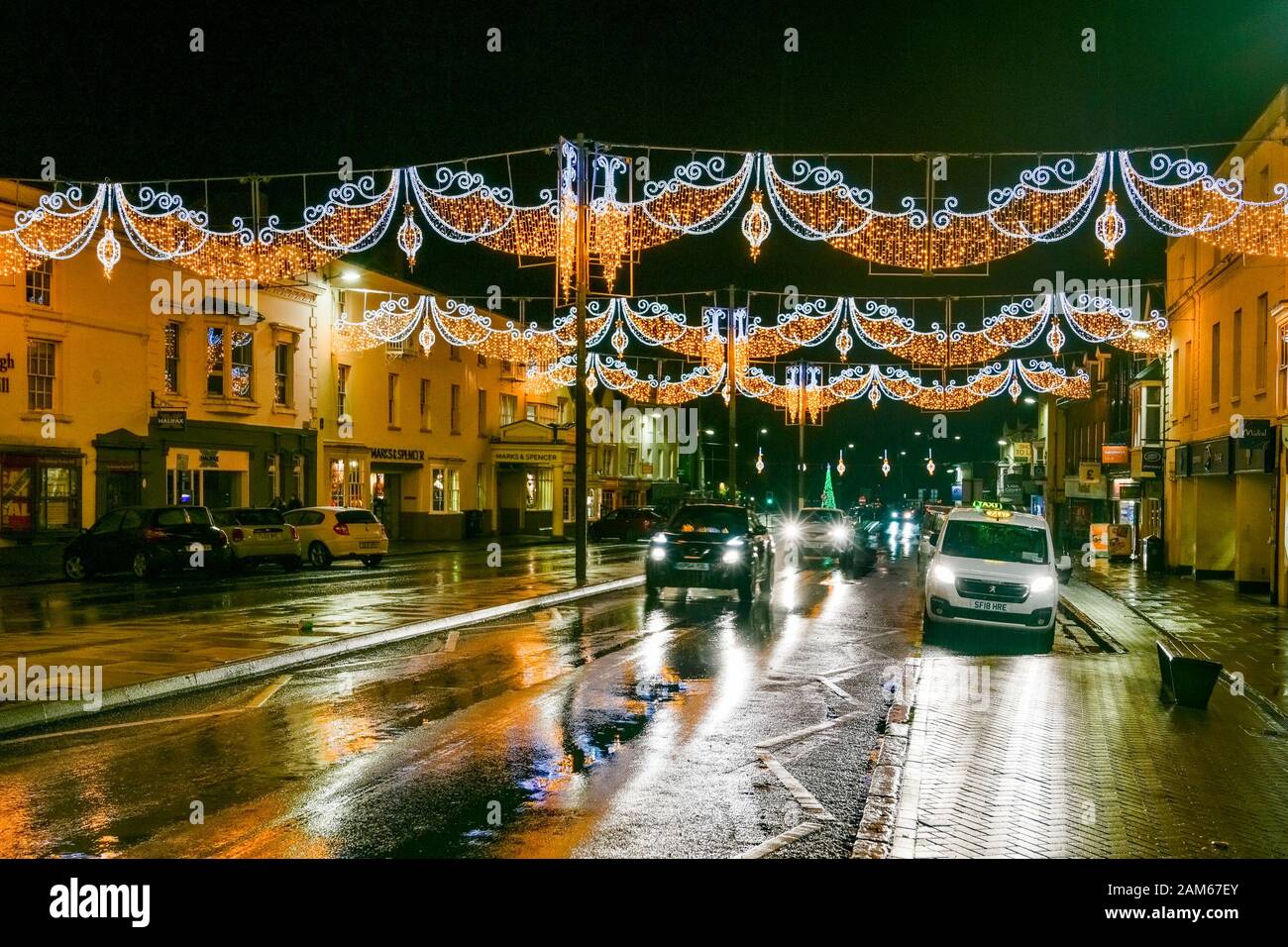 Christmas, holiday lights, Stratford upon Avon, Warwickshire, England, UK Stock Photo
