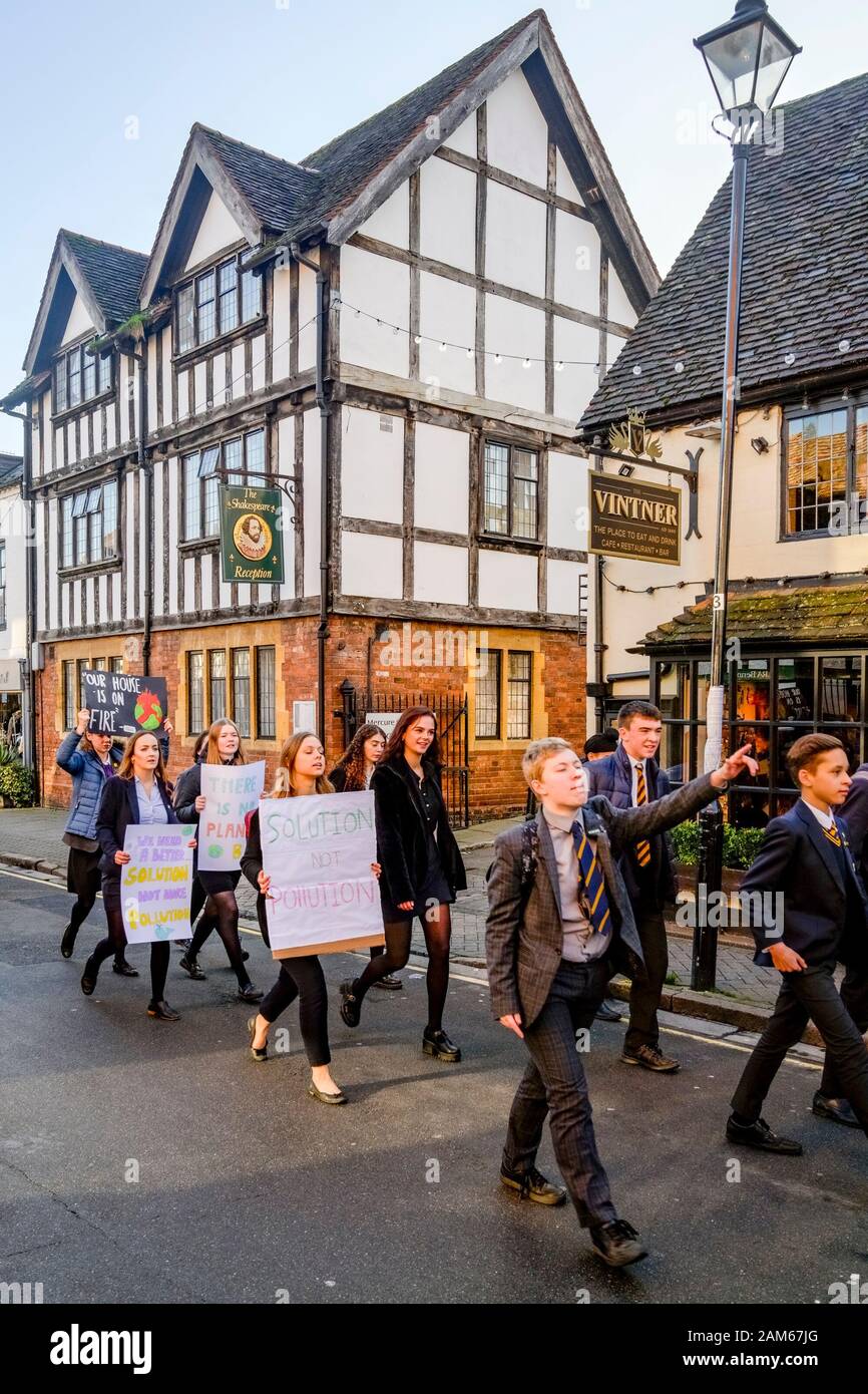 Fridays for Future, student led Climate action, strike, Stratford upon Avon, Warwickshire, England, UK Stock Photo