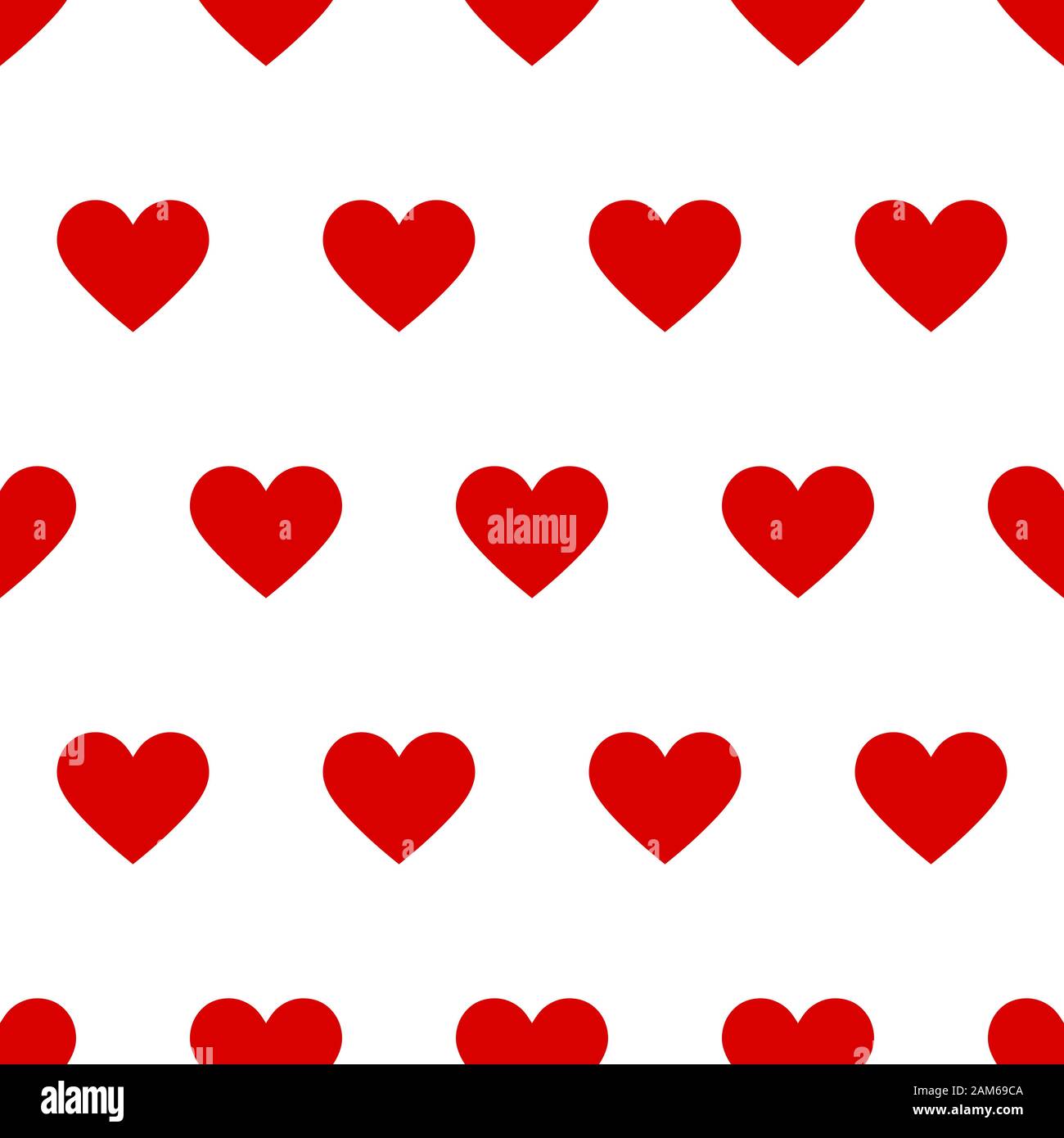 red hearts on white background seamless pattern Stock Vector