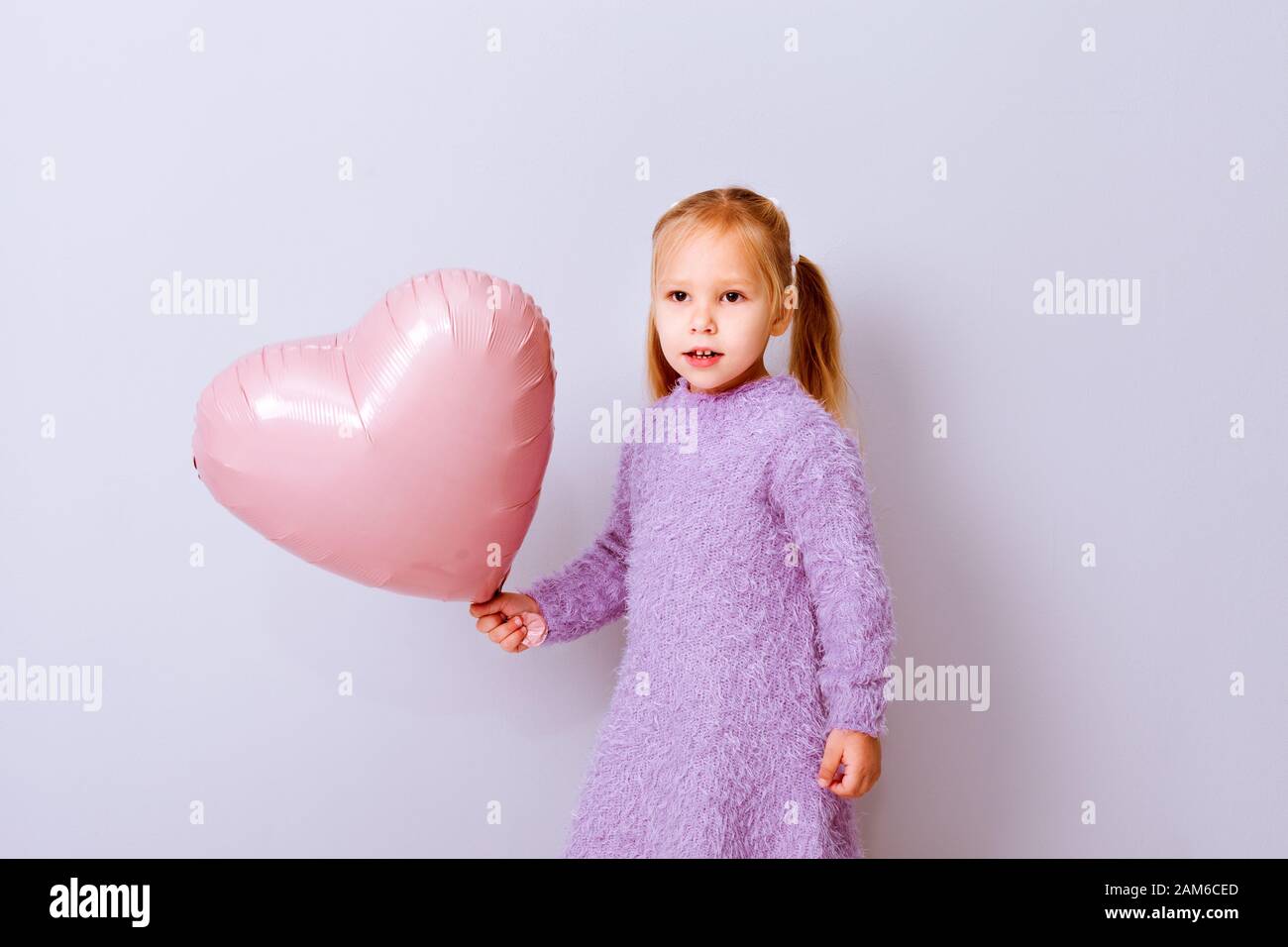Happy Valentines Day Heart Baby Girl Smiling With Pink Balloon