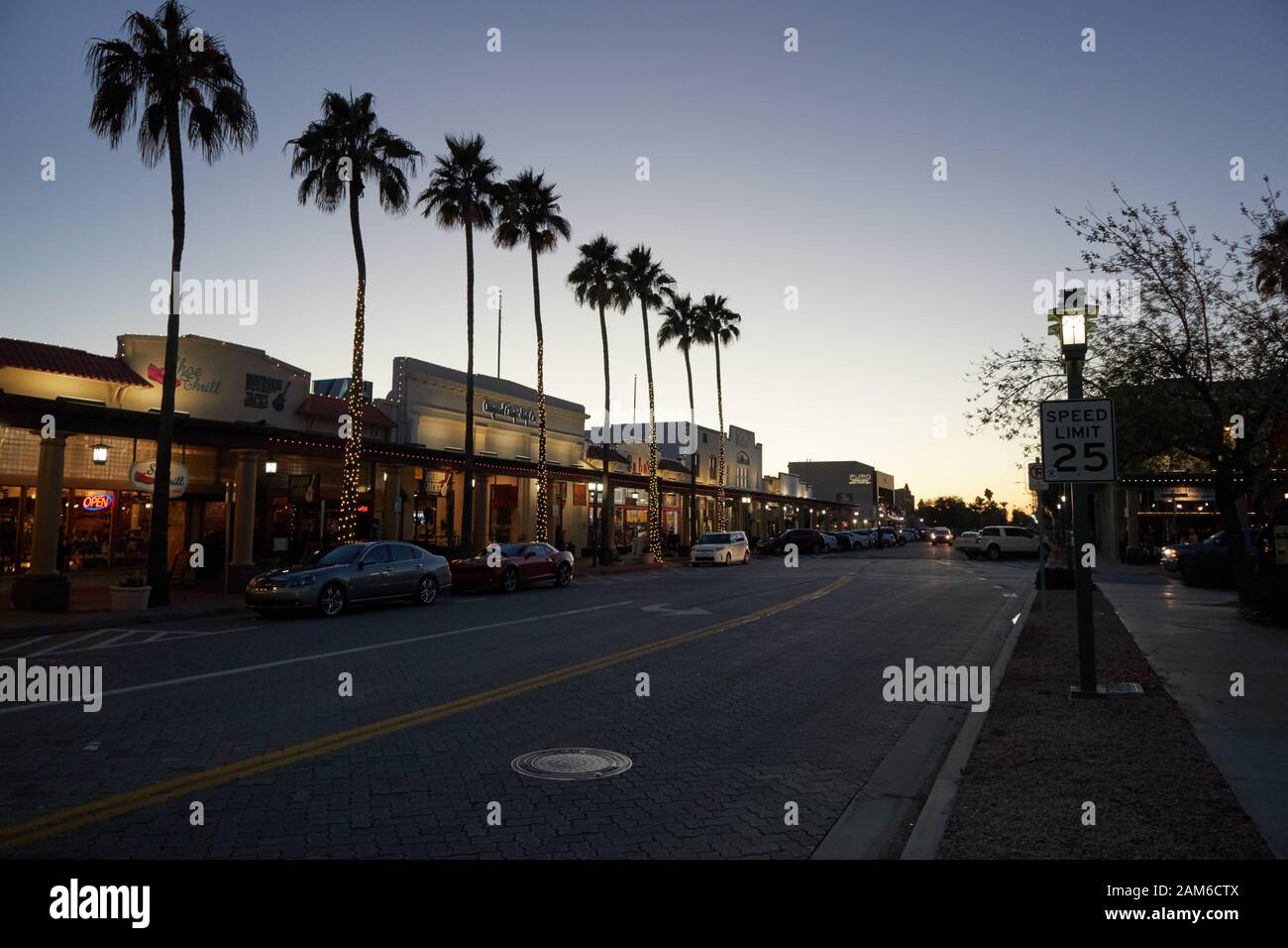 Downtown Chandler, Arizona at twilight Stock Photo Alamy