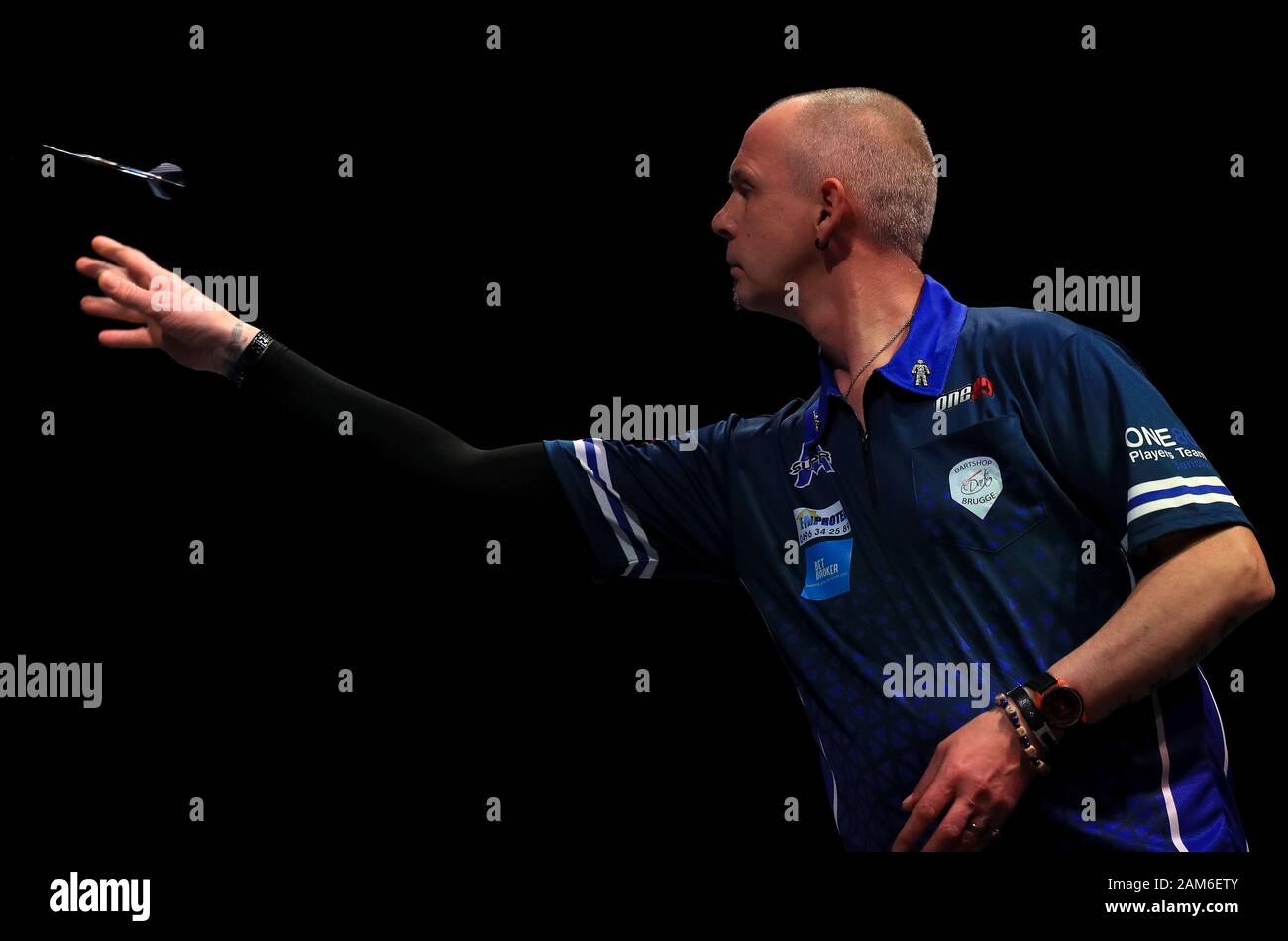 Mario Vandenbogaerde in action during day eight of the BDO World Professional Darts Championships 2020 at The O2, London. Stock Photo