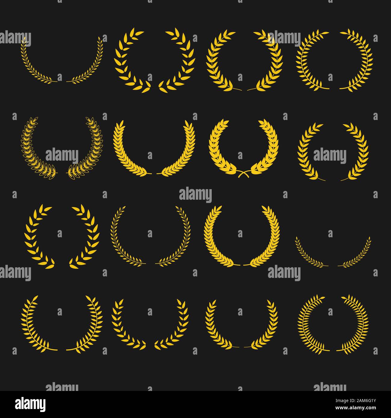 laurel wreath symbols set. Vintage elements Stock Vector