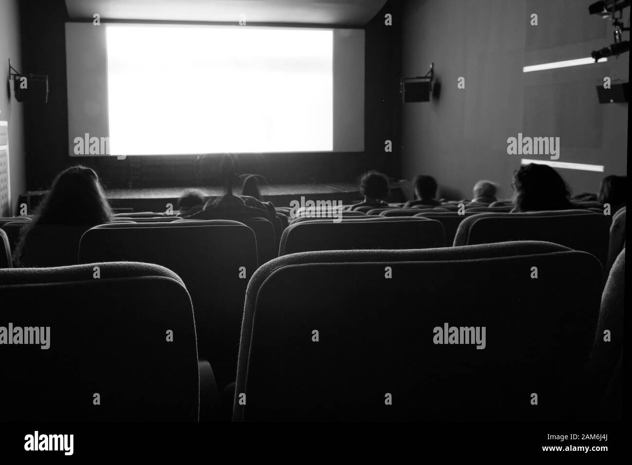 People watching movie in cinema Stock Photo