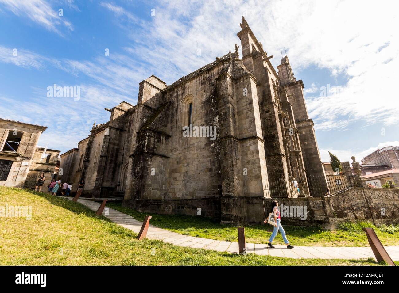 Pontevedra Spain Wide Angle View Of The Main Facade Of The Basilica pontevedra-spain-wide-angle-view-of-the-main-facade-of-the-basilica