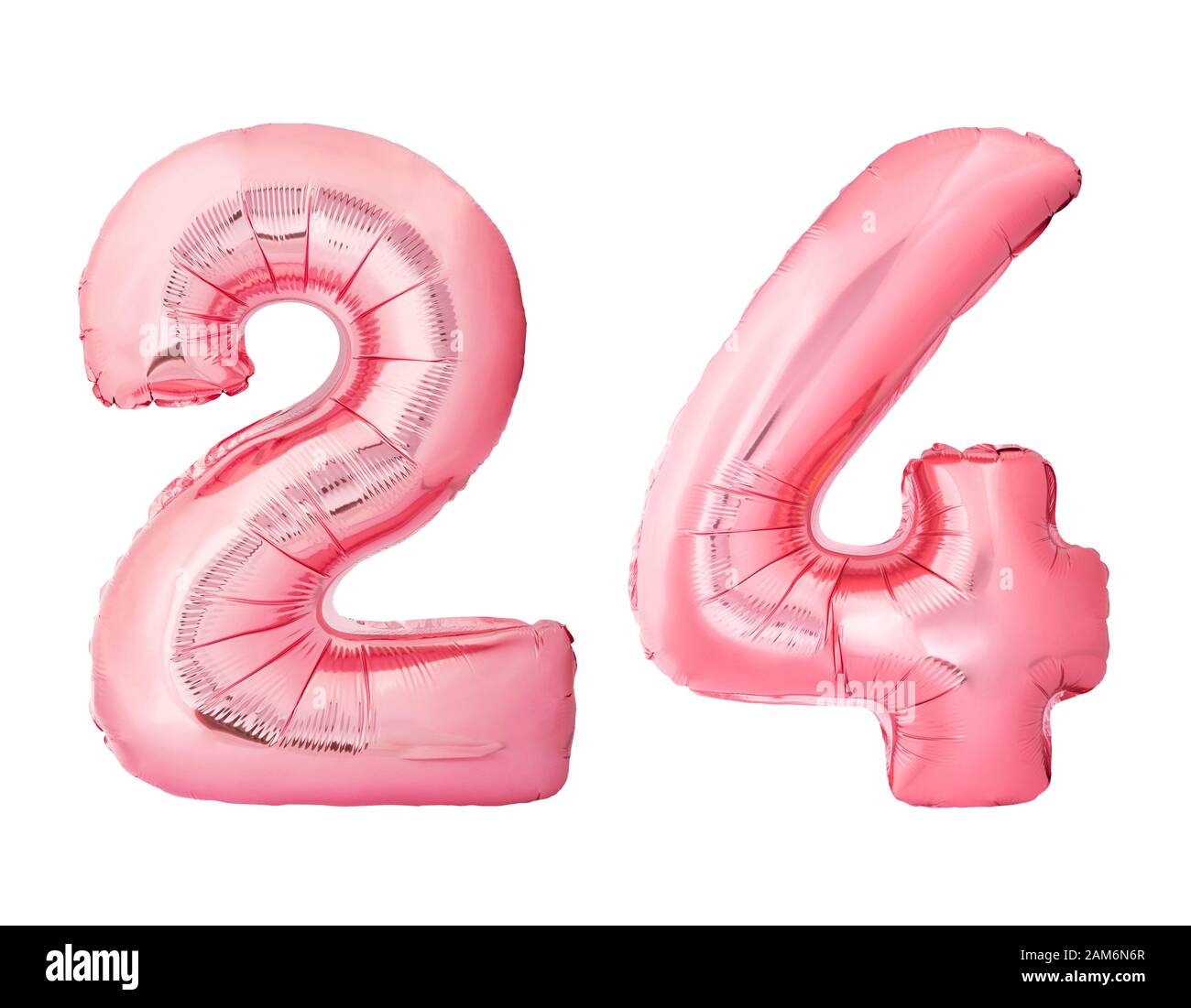 Number 24 twenty four made of rose gold inflatable balloons