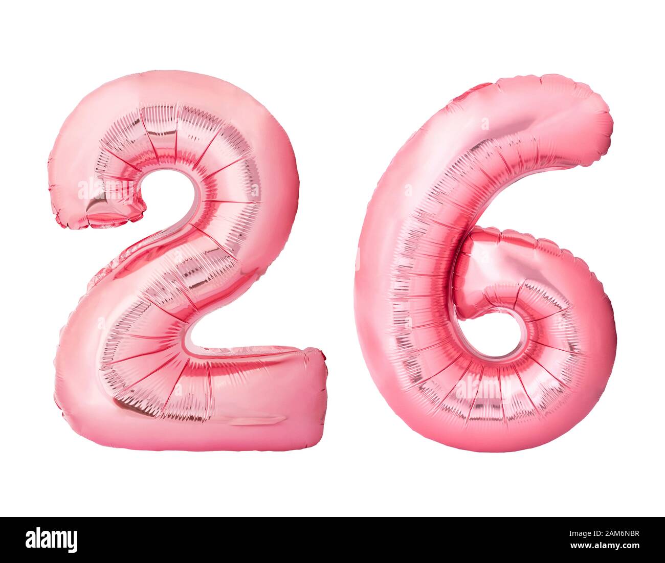 Number 26 twenty six made of rose gold inflatable balloons isolated on  white background Stock Photo - Alamy