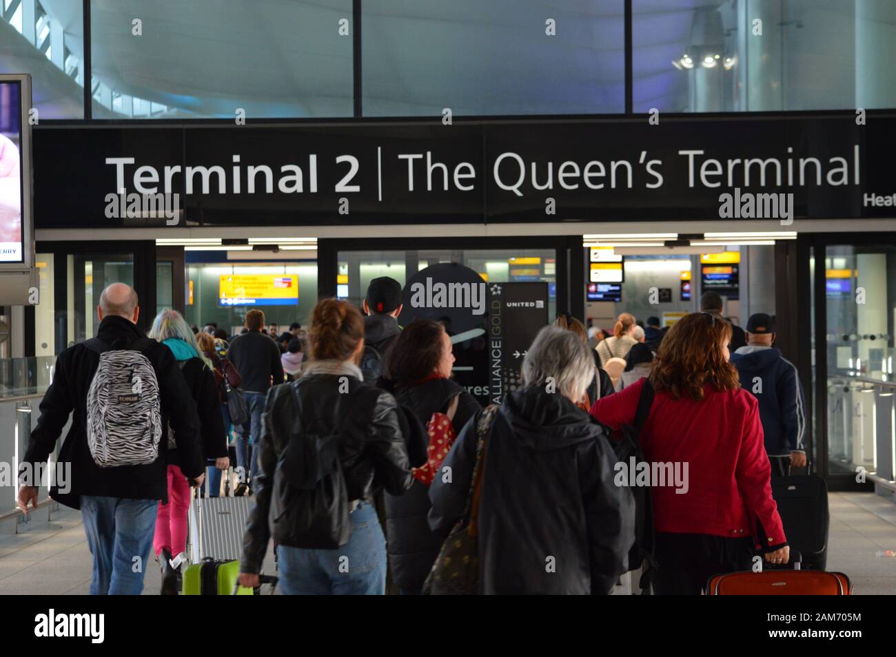 London, UK. 5 January, 2020. Terminal 2 (The Queen's Terminal) of London Heathrow airport in United Kingdom. Stock Photo