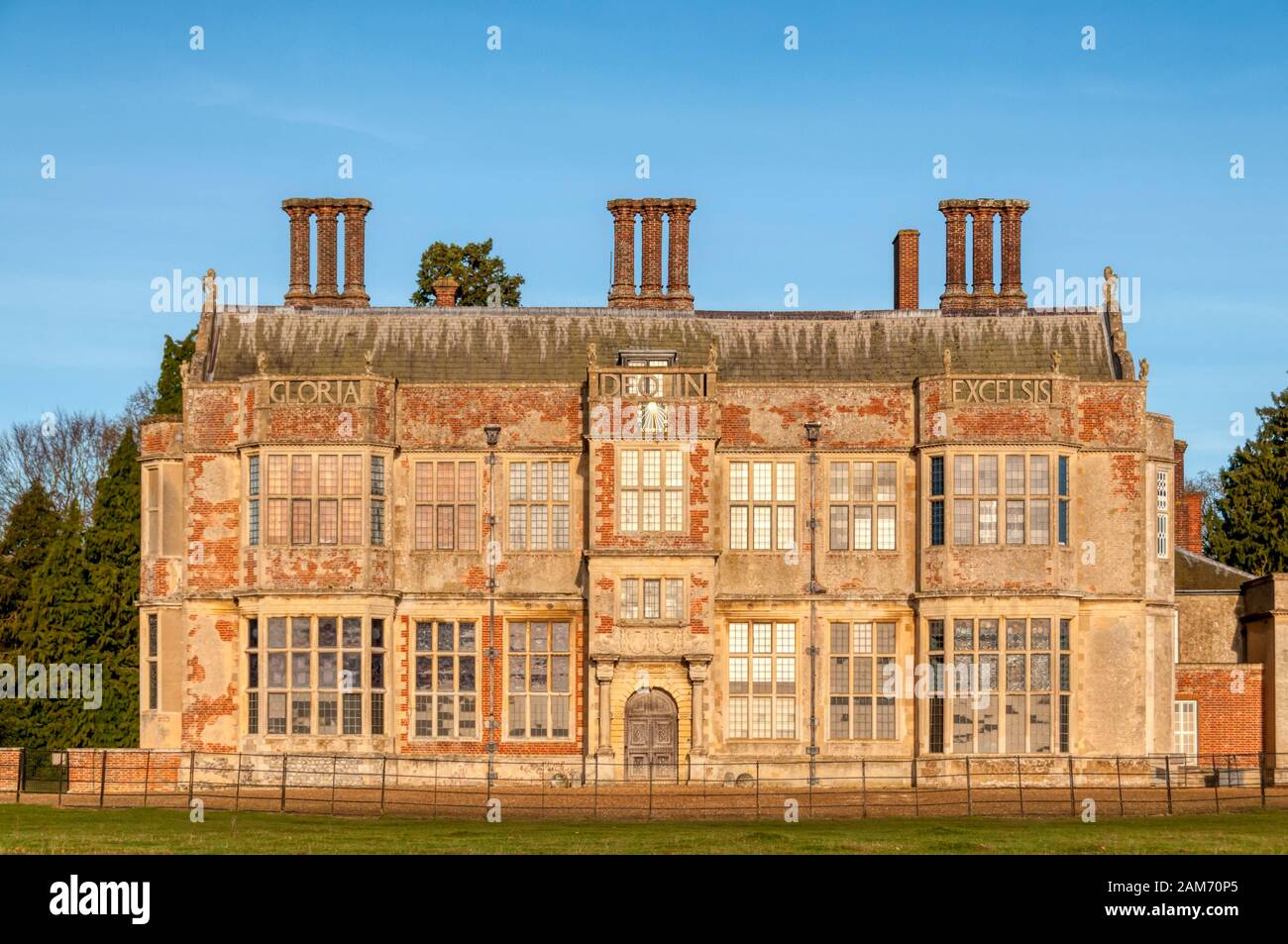 The south front of Felbrigg Hall in Norfolk.  PHOTOGRAPHED FROM PUBLIC FOOTPATH. Stock Photo