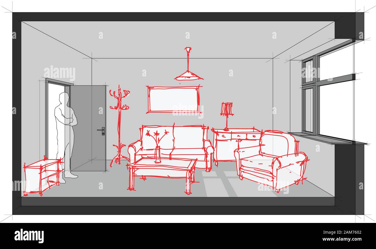 Drawing sketches on wall Stock Vector Images - Alamy